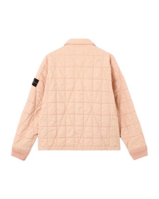Stone Island Pink Quilted Logo-Patch Padded Jacket for men