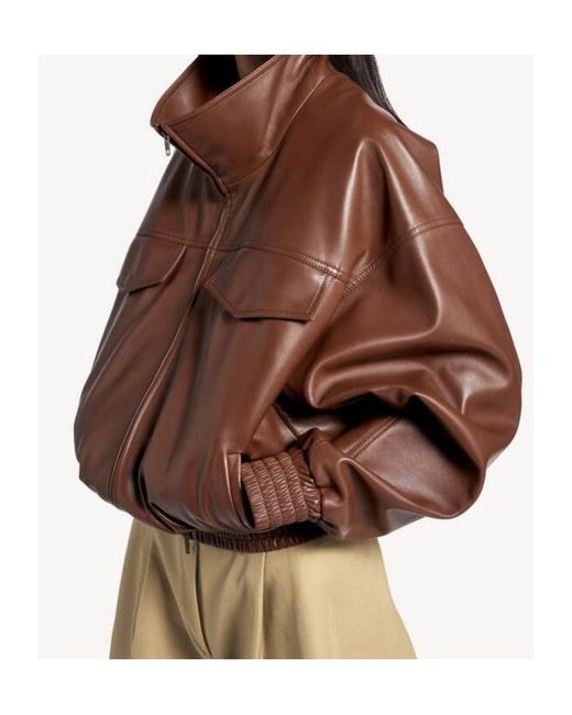 Balenciaga Brown Oversized Cropped Leather Jacket