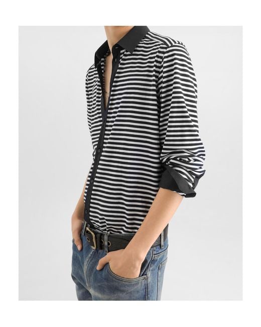 Dolce & Gabbana Black Striped Shirt for men