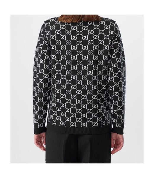 Gucci Black Gg Reversible Jacquard Cardigan