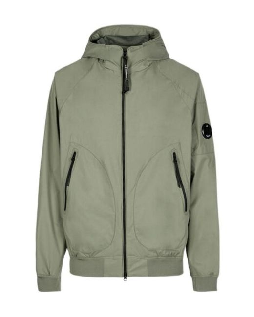 C P Company Green Logo-Patch Zip-Up Hooded Jacket for men