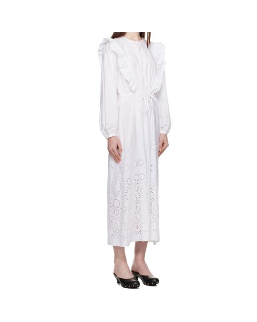 A.P.C. White Ginger Ruffle Midi Dress