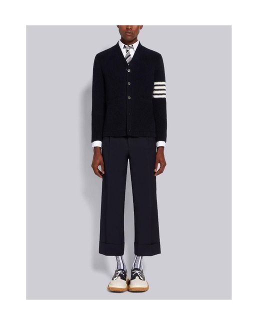 Thom Browne Black Seed Stitch Cotton 4-Bar High-Neck Cardigan for men