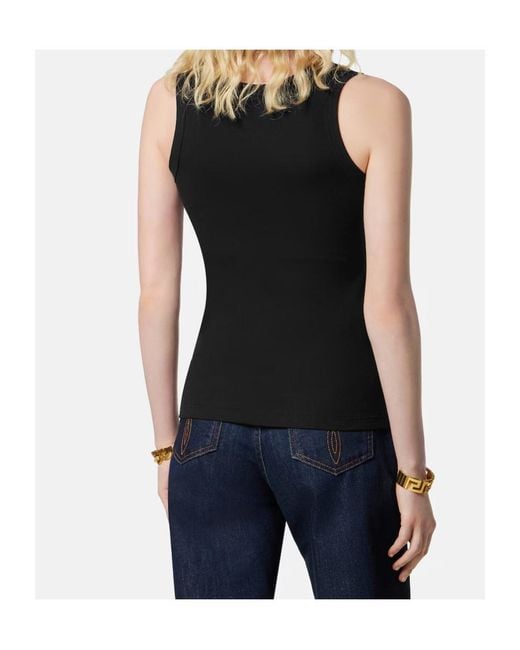 Versace Black Ribbed Sleeveless Top