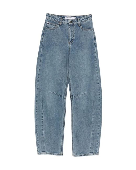 Self-Portrait Blue Barrel Leg Jeans