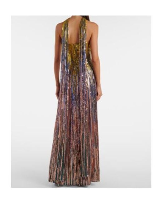 Elie Saab Multicolor Strapless Gown Adorned With A Sequined Scarf