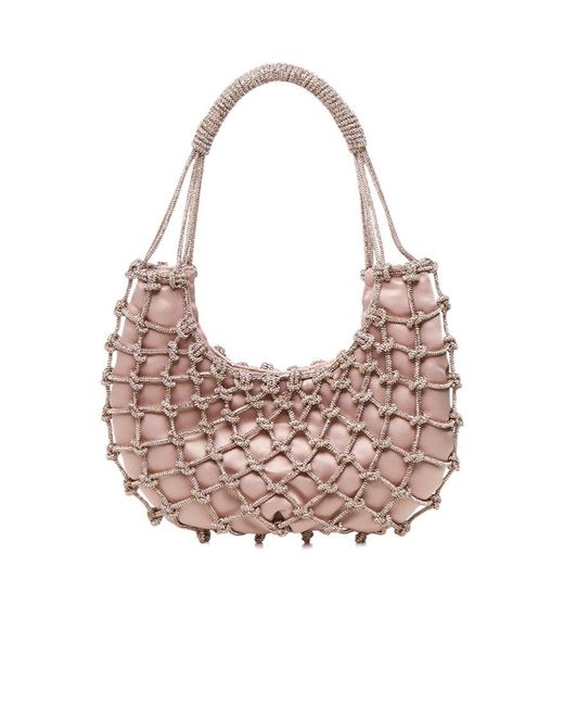 Rosantica Pink Beaded Net Tote Bag