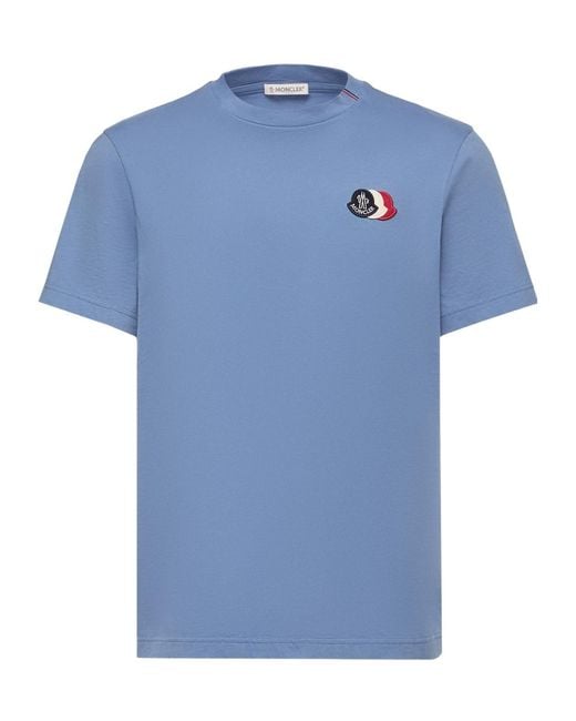Moncler Blue Logo Patch Crewneck T-Shirt for men