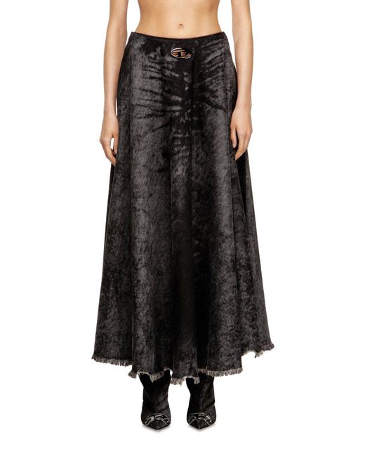 DIESEL Black Distressed Pleated Skirt