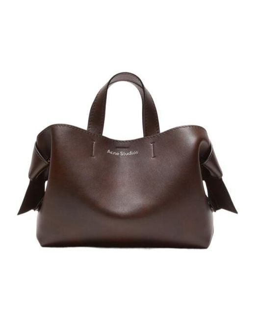 Acne Brown Musubi Logo Printed Midi Tote Bag