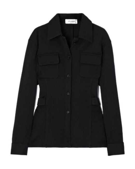 Giuliva Heritage Black Wool Solid-Color Shirt