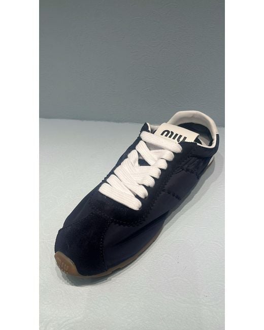 Miu Miu Plume Low-Top Sneakers in Blue | Lyst