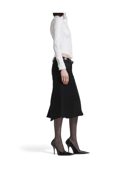 Balenciaga Black Godet Midi Skirt