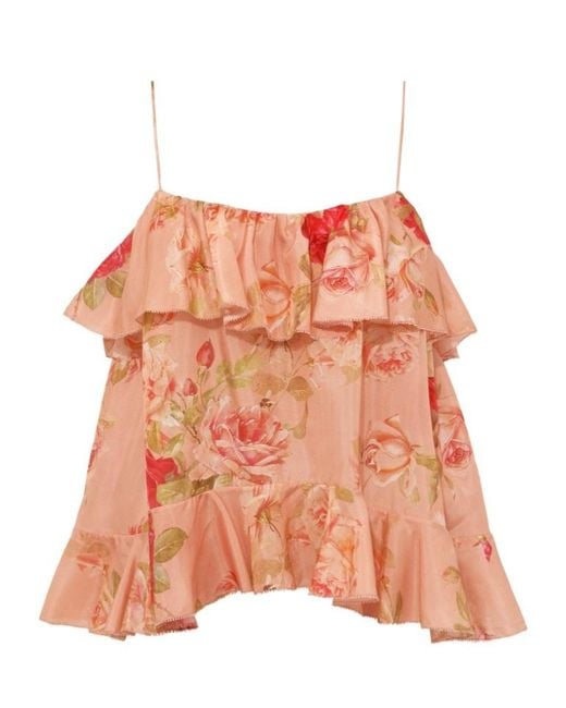 Zimmermann Pink Roselight Frill Cami Top