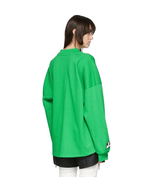 we11done Green V-Neck Long-Sleeved T-Shirt