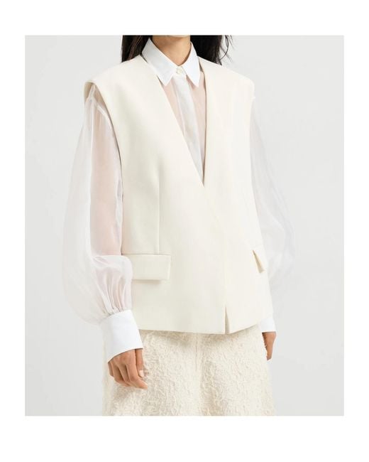 Brunello Cucinelli White Sleeveless Vest