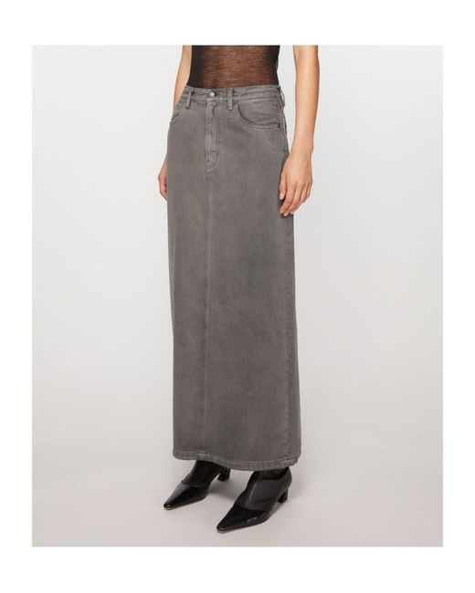 Acne Gray Denim Midi Skirt