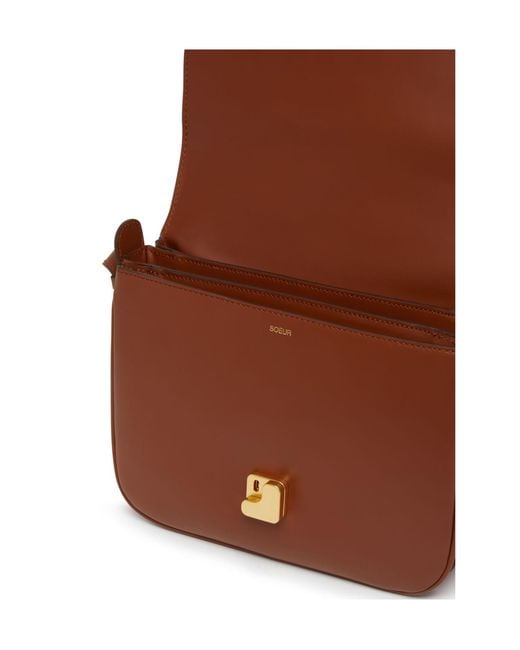 Soeur Brown Flip Shoulder Bag