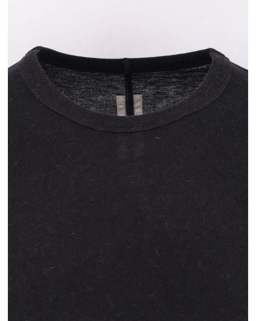 Rick Owens Black Fine-Knit Long-Sleeved T-Shirt for men