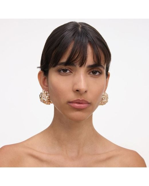 Self-Portrait Metallic Embellished Flower Earrings
