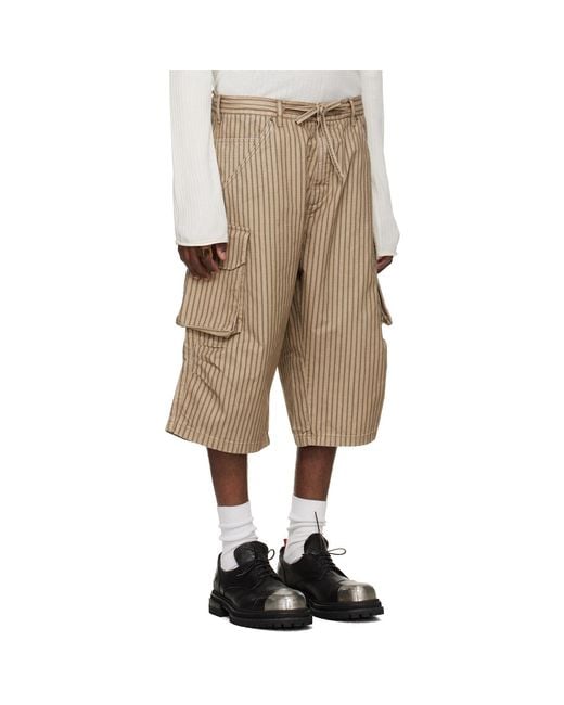 424 Natural Striped Cargo Shorts for men