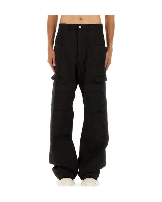Rick Owens Black Stefan Wide Leg Cargo Pants for men