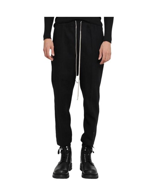 Rick Owens Black Drawstring Cropped Trousers for men