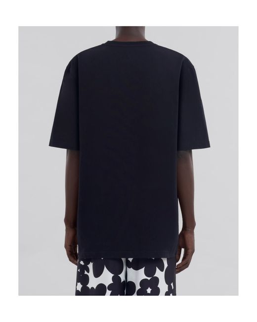 Marni Black Logo Patch Crewneck T-Shirt for men