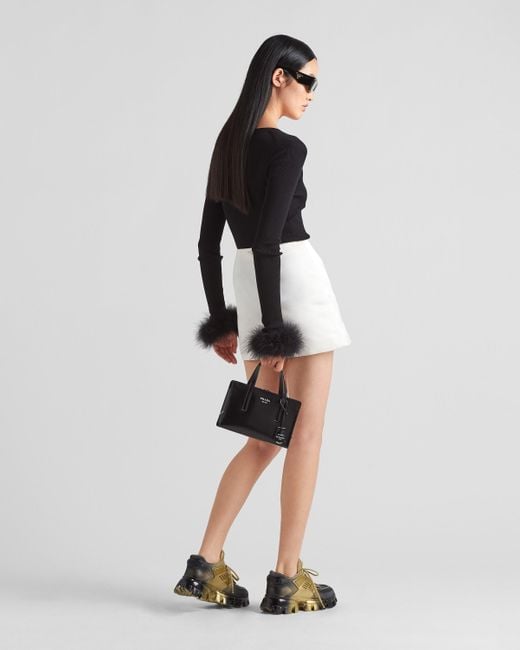 Prada Black Ribbed Button-Up Cardigan