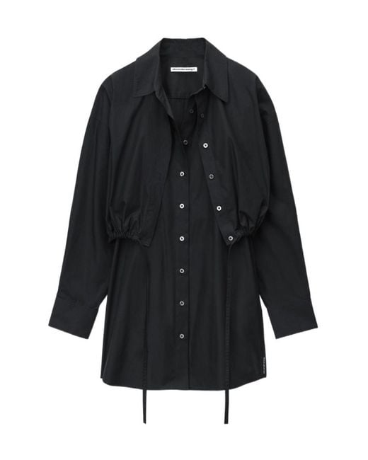 T By Alexander Wang Black Layered Mini Shirtdress