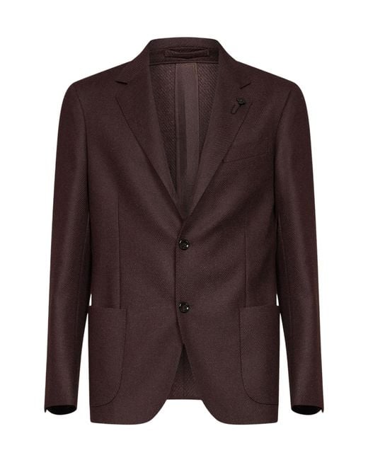 Lardini Brown Long-Sleeve Blazer for men