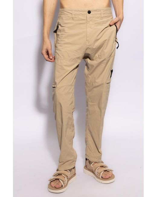 Stone Island Natural Compass-Badge Tapered Trousers for men