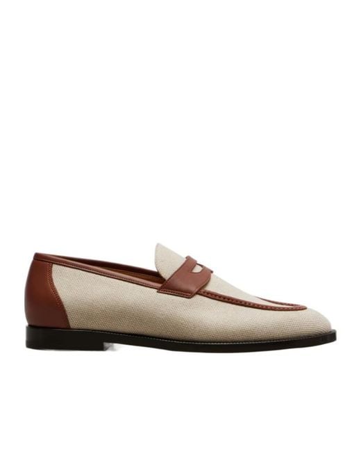 Loro Piana Brown Sergio Leather-Trimmed Penny Loafers