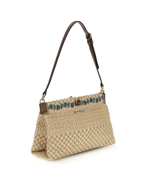 Etro Metallic Floral Embroidered Shoulder Bag