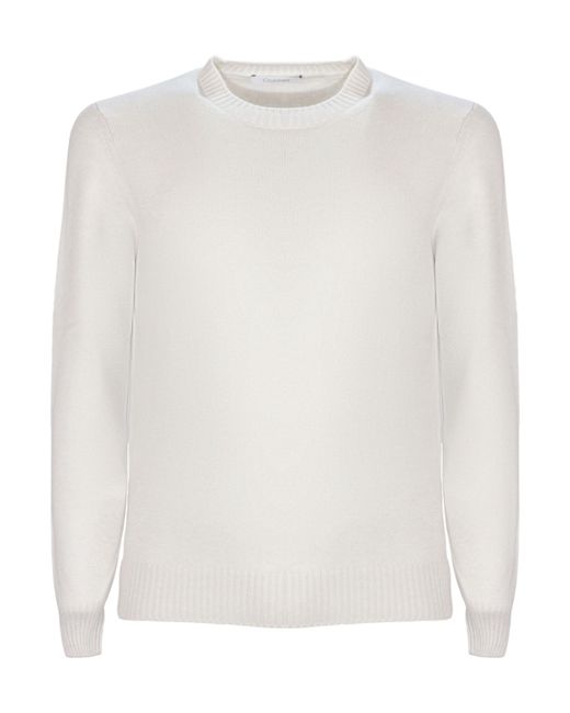 Cruciani White Ribbed Trim Knitwear for men