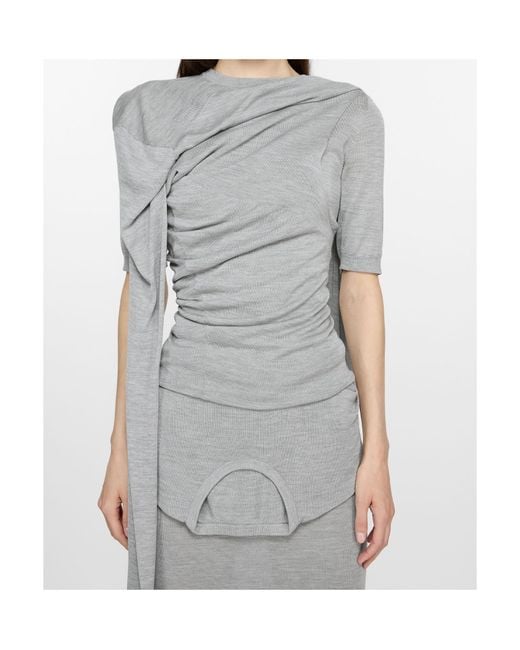 Acne Gray Asymmetrical T-Shirt