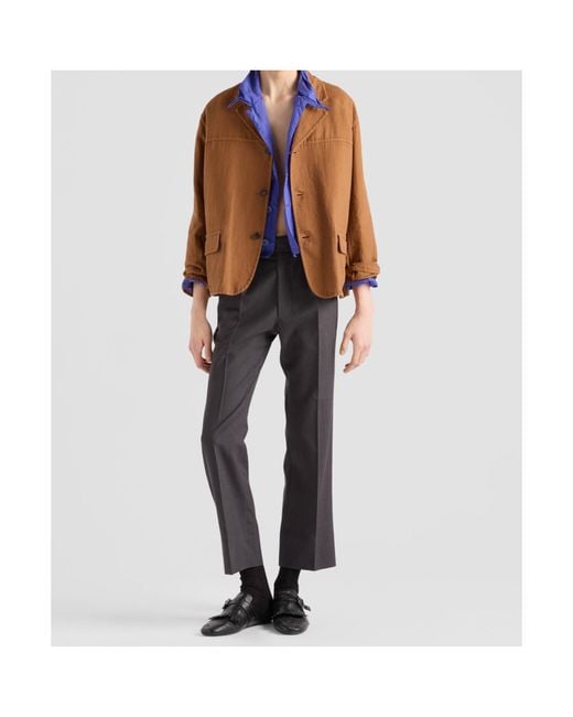 Prada Brown Long-Sleeved Button-Up Jacket for men