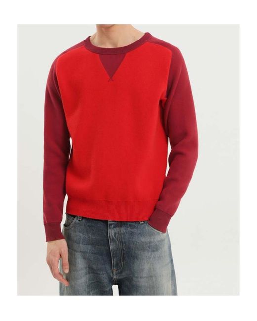 1989 STUDIO Red Contrast Crewneck Sweater for men
