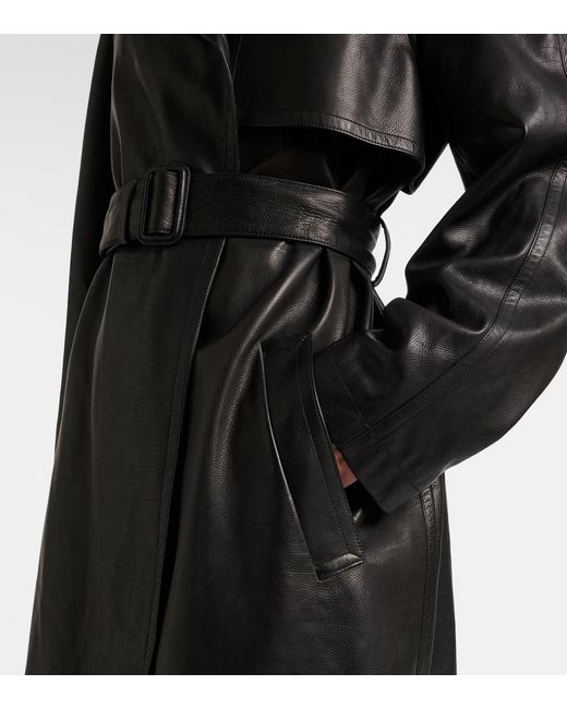The Row Black Siempra Leather Coat