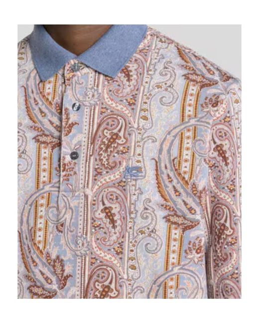 Etro Gray Arnica Paisley Short-Sleeved Polo Shirt for men