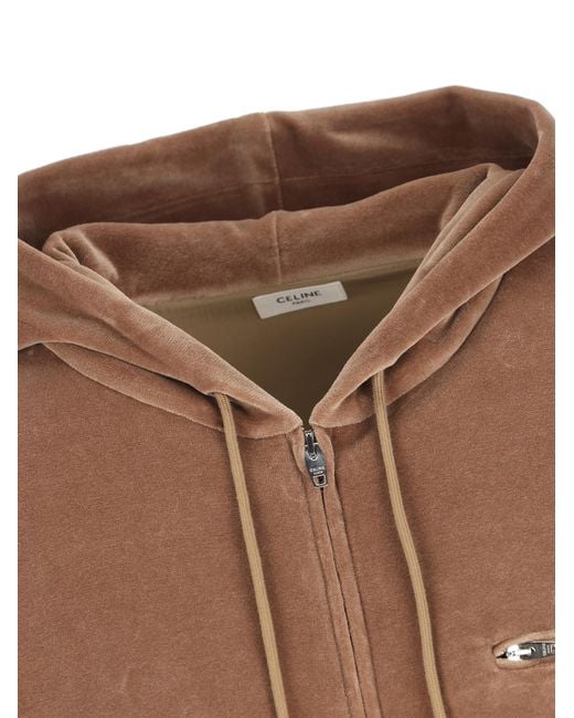 Céline Brown Long-Sleeved Hooded Casual Jacket