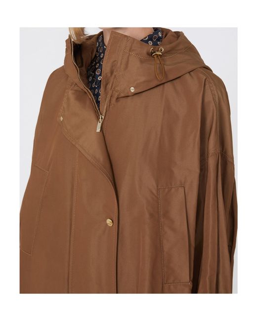 Max Mara Brown Cotton-Blend Faille Parka