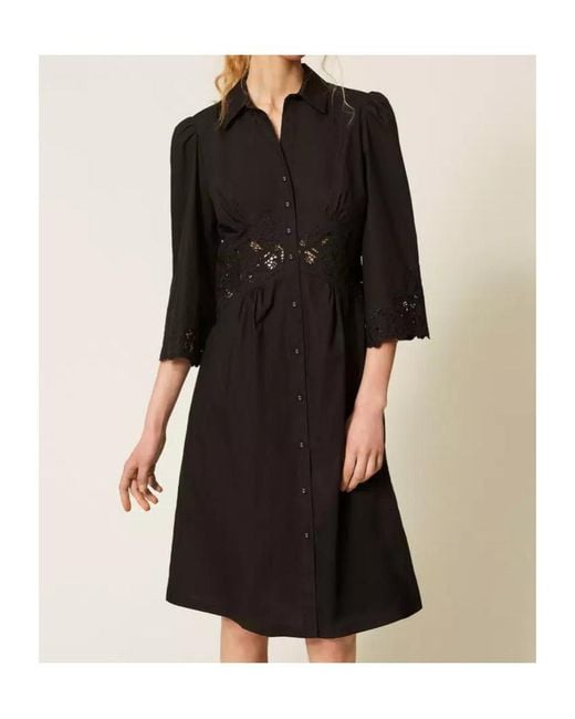 Twinset Black Lace Midi Dress