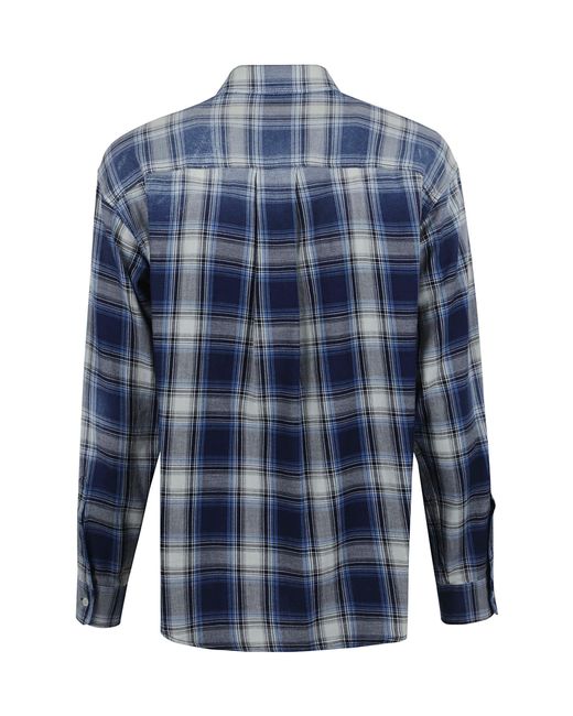 DSquared² Blue Checked Dropped Shoulder Shirt for men