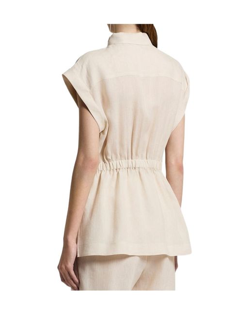 Peserico Natural Drawstring Waist Sleeveless Top