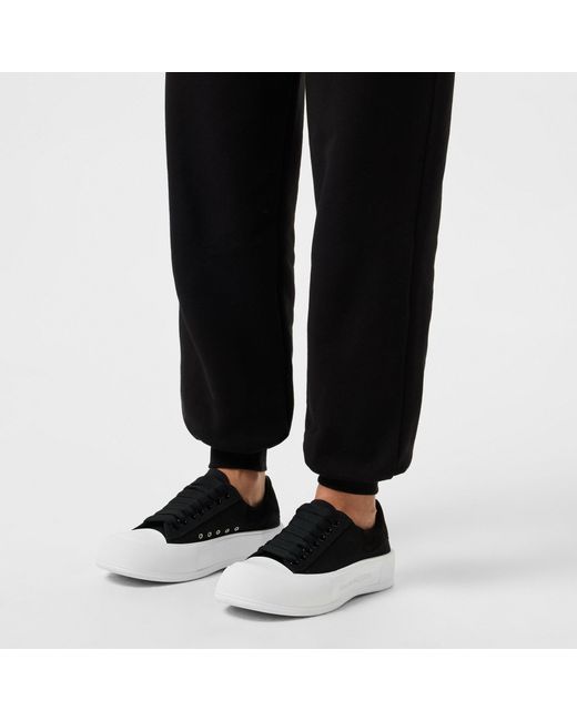 McQueen Black Lace Up Plimsoll Trainers