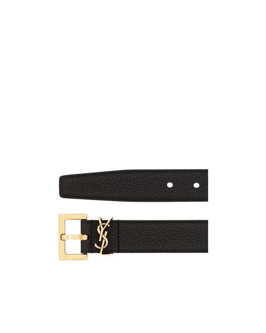 Saint Laurent White Cassandre Logo Plaque Belt