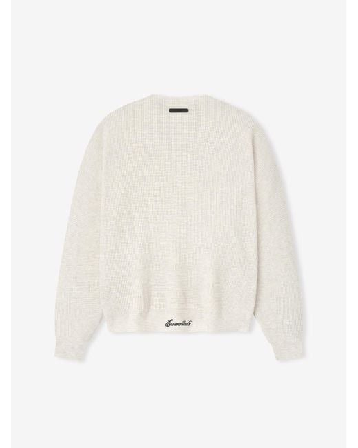 Fear Of God White Signature Waffle-Knit Sweater for men