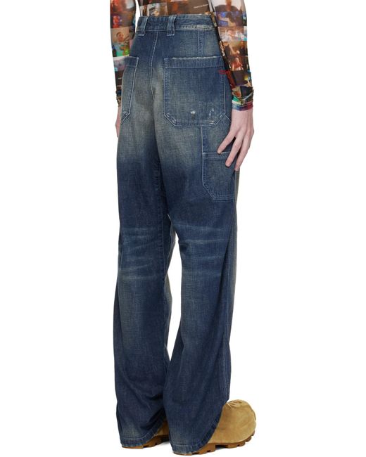 DIESEL Blue D-Livery Distressed Straight Jeans for men