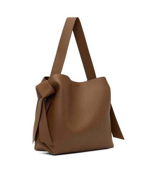 Acne Brown Logo Detailed Midi Shoulder Bag